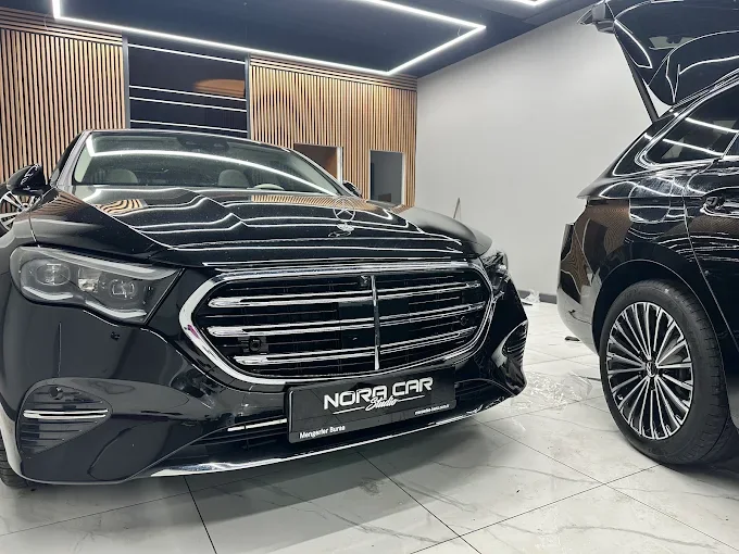 Altındağ seramik kaplama stüdyosunda siyah Mercedes E Serisi